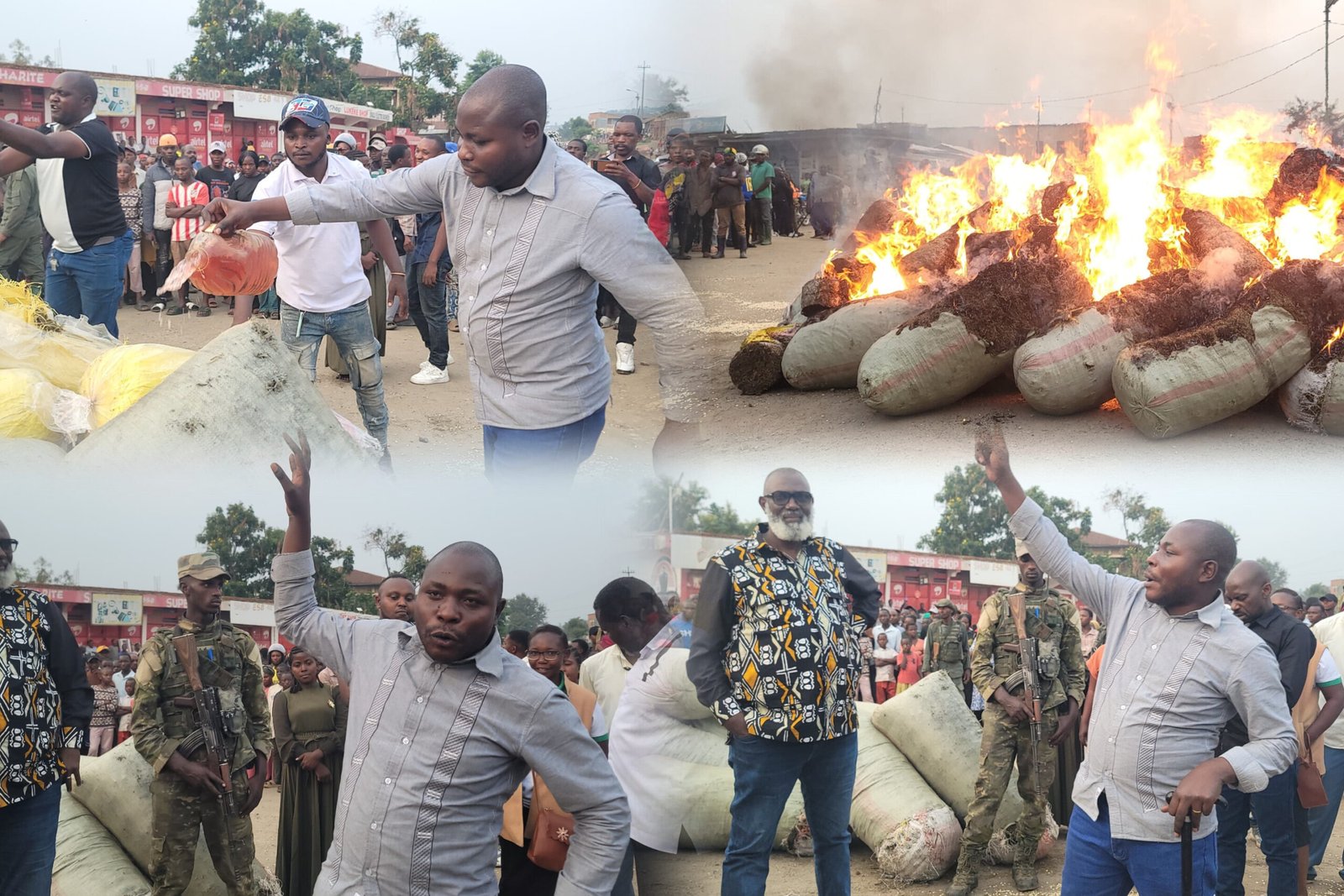 Rutshuru : les autorités territoriales incinèrent 37 sacs de chanvre et 10 sacs de « Chife » à Kiwanja