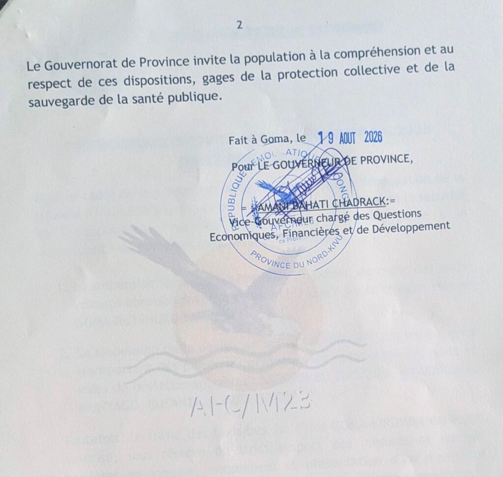 Prévention d’Ebola au Nord-Kivu : les autorités provinciales suspendent le trafic des taxis « Leo Leo » sur l’axe Goma–Kirumba et la navigation sur plusieurs axes du lac Édouard 3 pxl 20260819 1504394222851135306755336959
